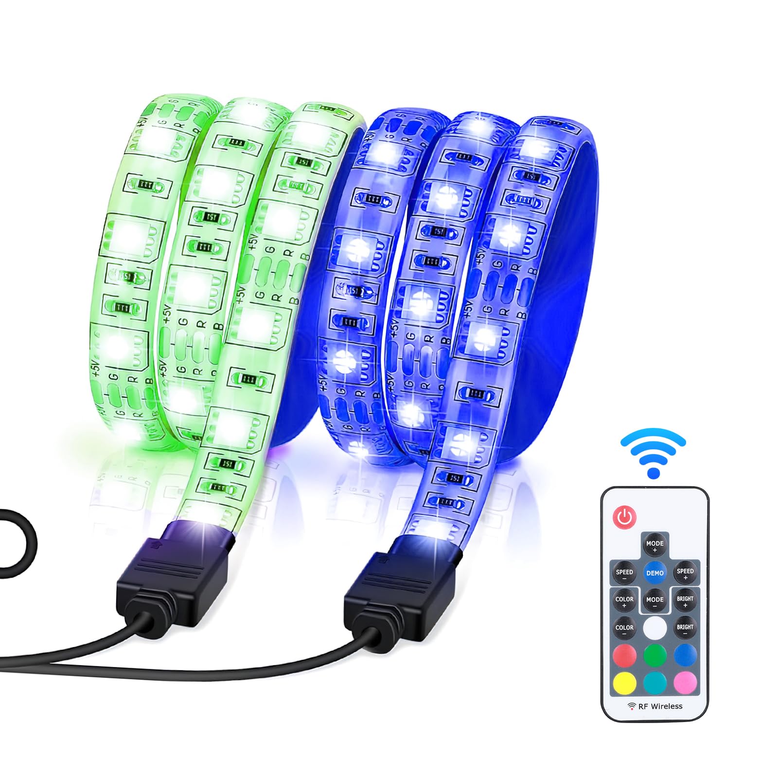 Elektroroller-Lichtstreifen M365, 30 LEDs, 50 cm, RGB-Lichtstreifen mit Fernbedienung, Skateboard-Dekoration, Scooter, Nachtfahr-Zubehör (1 Stück) von BTBHIHO