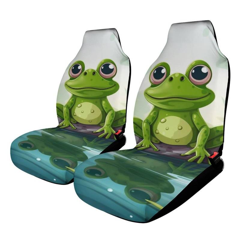 BTCOWZRV Autositzbezüge-Set, universeller Autositzschutz, atmungsaktiv, Frosch im Teich, Vordersitzbezug für die meisten SUVs, Limousinen, LKWs von BTCOWZRV