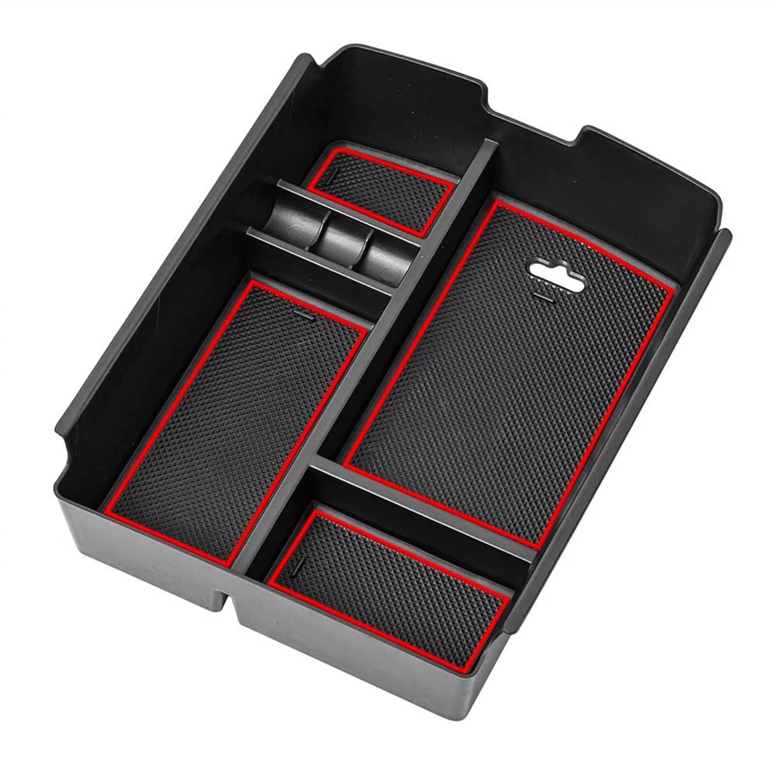 BTEDSXC Auto Center Console Tray Kompatibel Mit VW Für Atlas 2018 2019 2020 2021 2022 2023 Auto-Armlehnen-Aufbewahrungsbox Mittelkonsolen-Organizer Aufbewahrungsbox Containerablage(Red) von BTEDSXC
