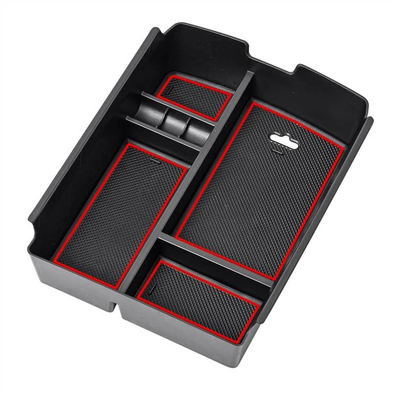 BTEDSXC Auto Center Console Tray Kompatibel Mit VW Für Atlas 2018 2019 2020 2021 2022 2023 Auto-Armlehnen-Aufbewahrungsbox Mittelkonsolen-Organizer Aufbewahrungsbox Containerablage(Red) von BTEDSXC