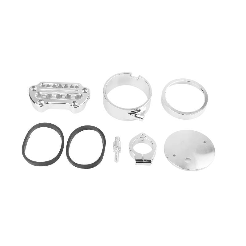 BTEDSXC Kilometerzählergehäuse Für Sportster XL 1995-2015 Für Dyna Für Models 1993-2005 Motorseitenabdeckung Tachometerverlegung Halterung Blinker Lenkererhöhungsklemme(Silver) von BTEDSXC