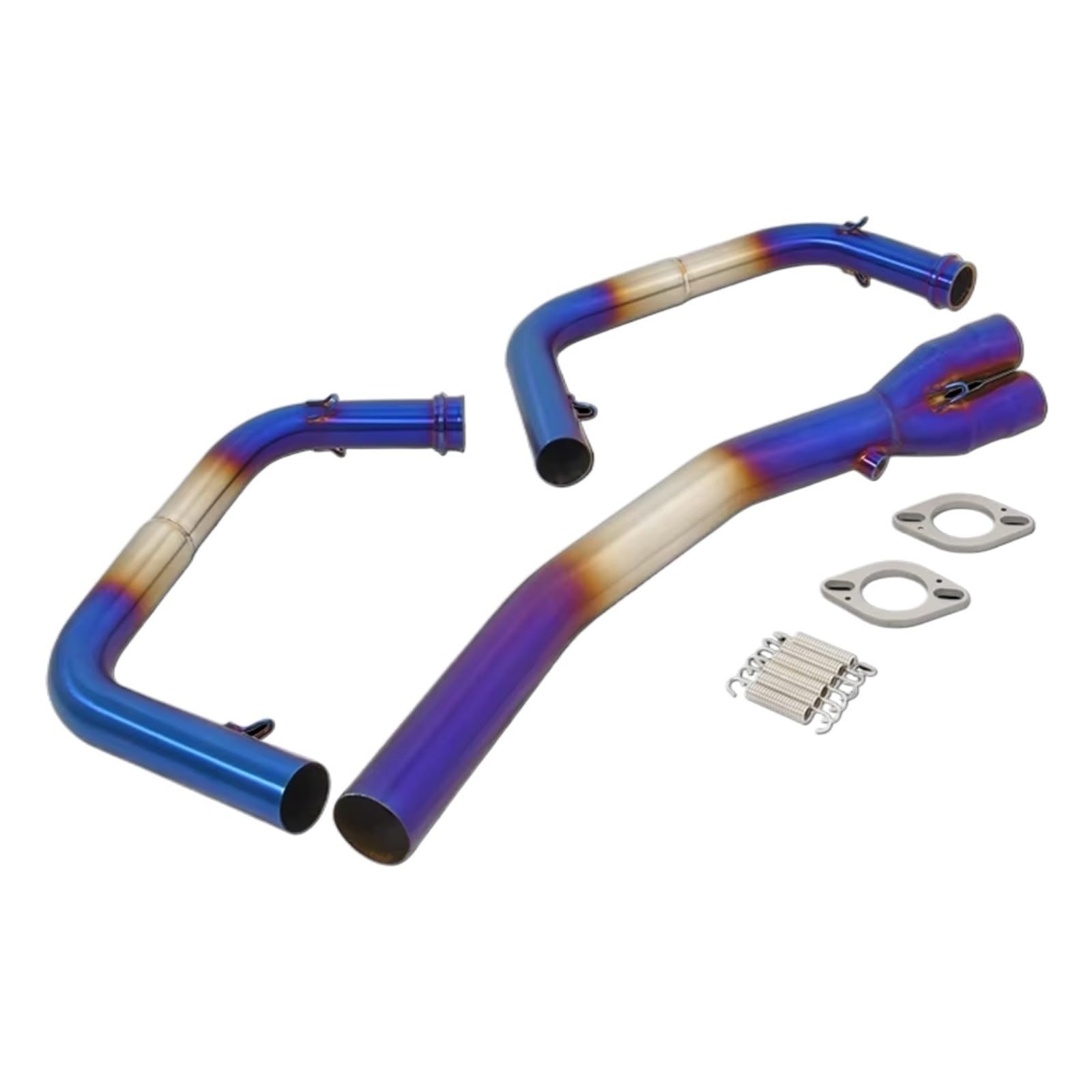 BTEDSXC Motorrad Auspuff Mittelrohr Für Ninja250 400 Für Z400 Für EX400 2018 2019 2020 2021 2022 Motorradauspuff Für Escape Modifiziertes Frontverbindungsrohr Auspuffrohr Endrohr(Multi-Colored) von BTEDSXC