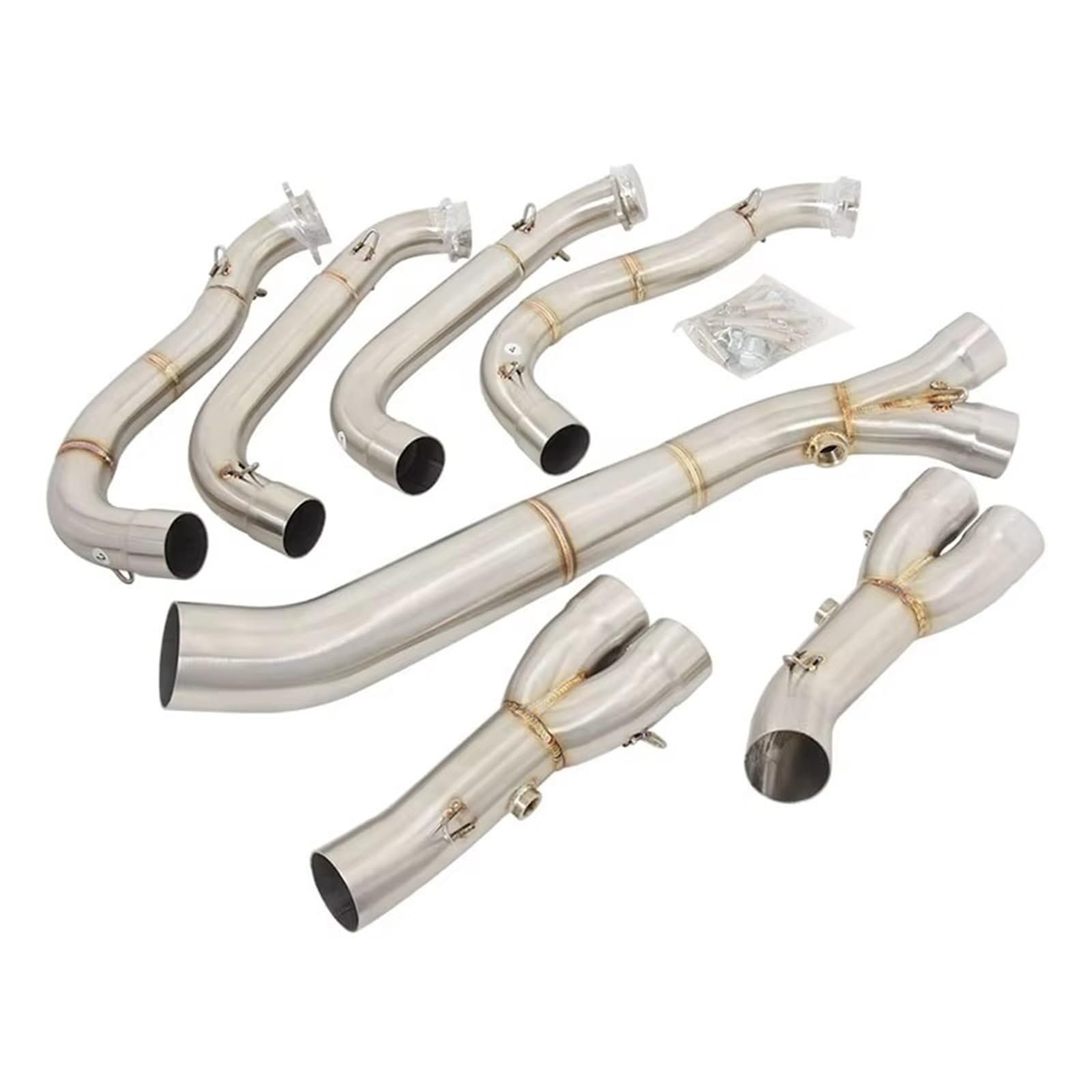 BTEDSXC Motorrad Auspuff Mittelrohr Für S1000r 2015-2018 Für S1000RR 2010-2018 Vollsystem-Motorradauspuff Für Escape Moto Header Front Link Pipe Für Connect 60mm Schalldämpfer(Silver) von BTEDSXC