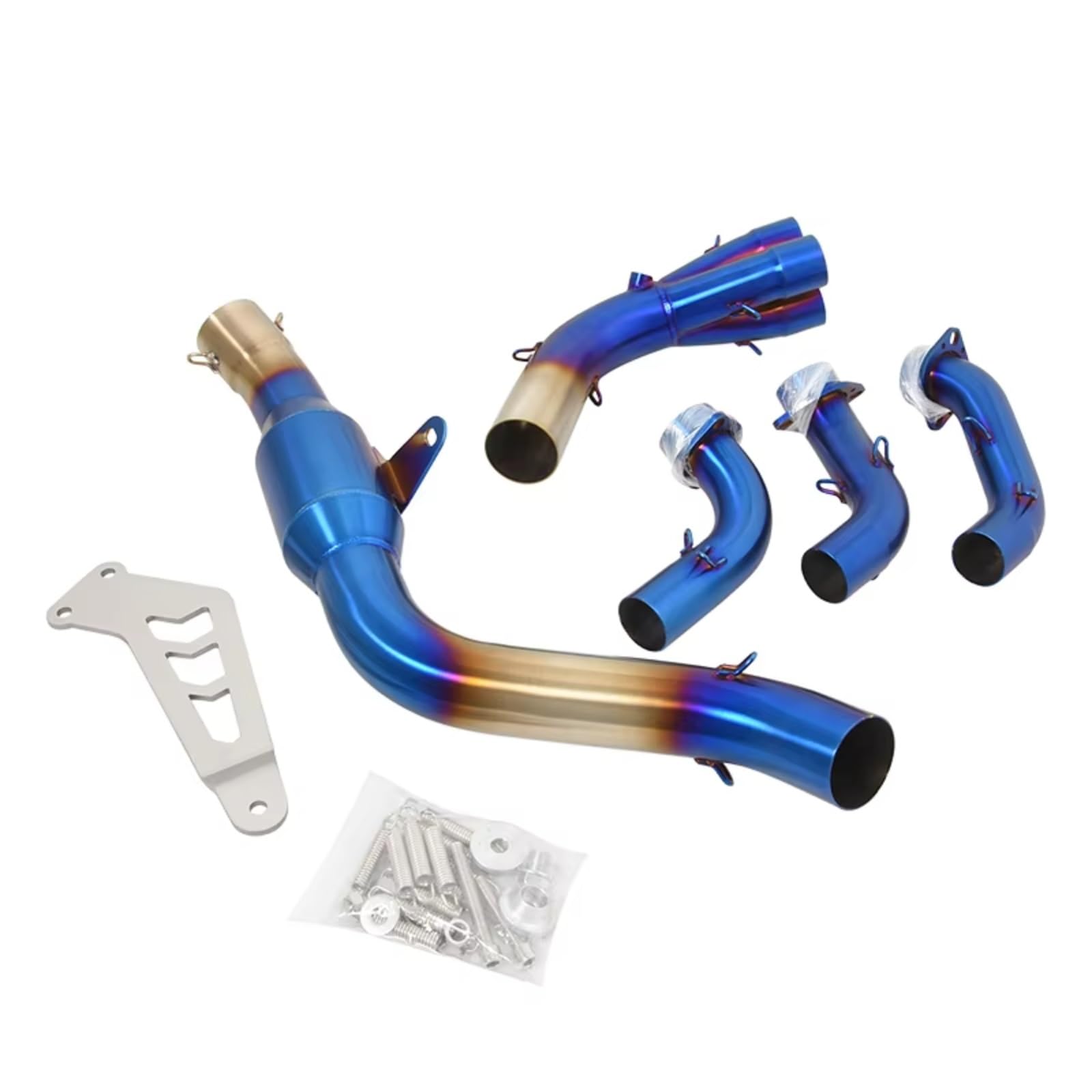 BTEDSXC Motorrad Auspuff Mittelrohr Kompatibel Mit Yamaha Für MT-09 2021 2022 2023 Motorradauspuffanlagen, Modifiziertes Vorderes Verbindungsrohr Für Escape Moto Mit Katalysator(Multi-Colored) von BTEDSXC