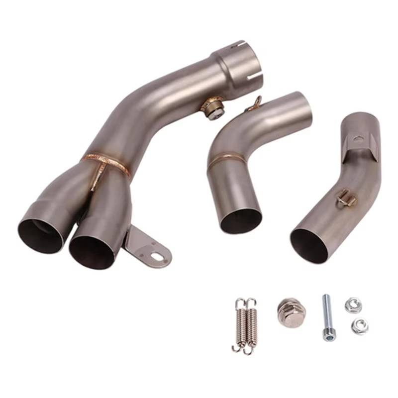 BTEDSXC Motorrad Auspuff Mittelrohr Kompatibel Mit Yamaha Für YZF Für R1 2009-2014 Motorradauspuff Für Fluchtsystem Motocross Modifiziertes Mittelverbindungsrohr Für Connect-Schalldämpfer(Metallic) von BTEDSXC