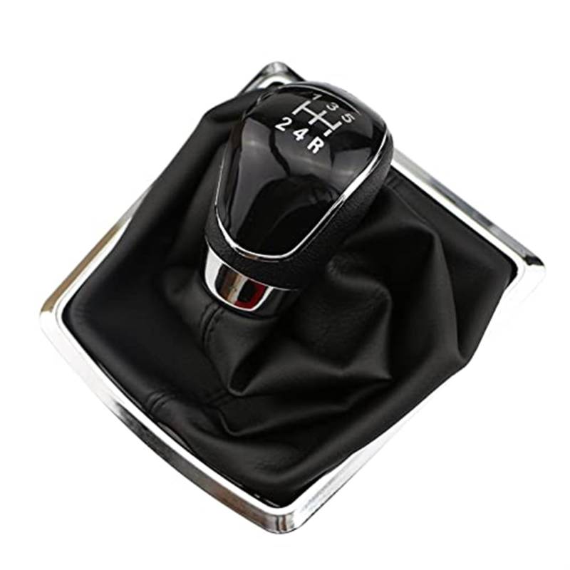 Auto-Schaltknaufabdeckung, BTFWM 5 6-Gang-Handschaltknauf Schaltknauf mit Pu-Ledermanschette for Focus 2 MK2 2004–2012 MT-Teile(Black 5speed) von BTFWM