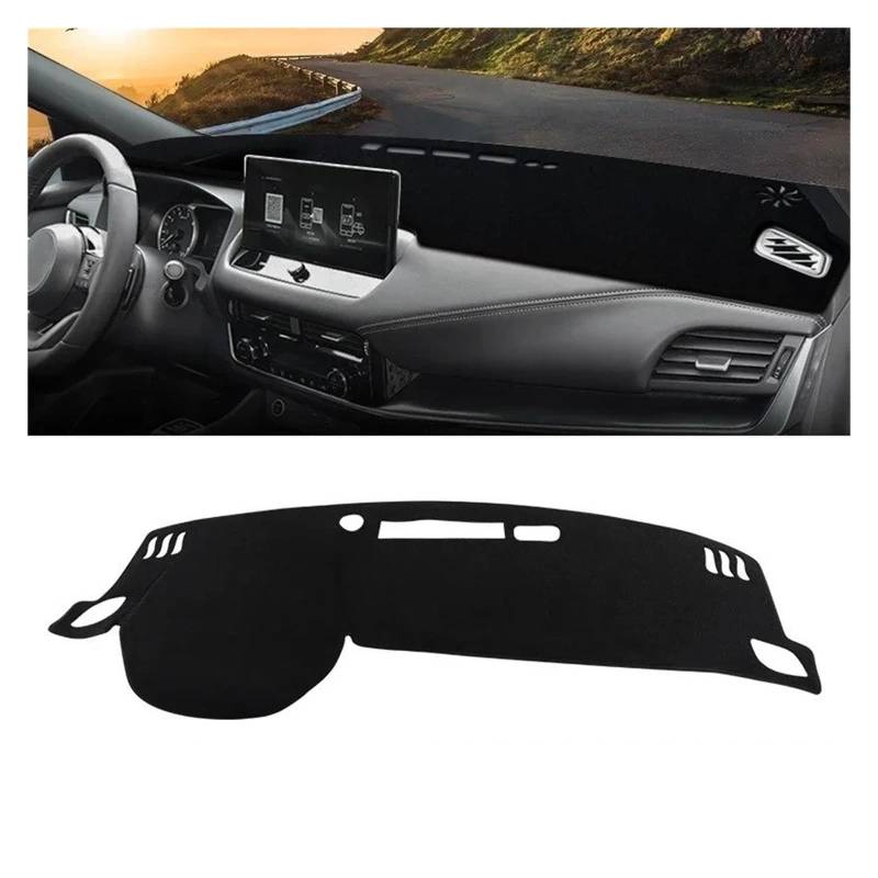 Auto-Armaturenbrett-Abdeckung Für Nissan Für Qashqai J12 2021 2022 2023 2024 Auto Dashboard Abdeckung Dash Matte Sonnenschutz Nicht-Slip Pad Zubehör(A LHD Black Side) von BTHMGBAE