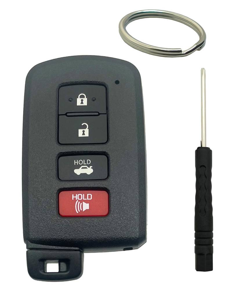 Schlüsselgehäuse Ersatz passend für Toyota Avalon Camry Corolla RAV4 Highlander Sequoia 2011 2012 2013 2014 2015 2016 2017 2018 2019 4 Tasten Auto Keyless Entry Fernbedienung Schlüsselanhänger von BTOZRF
