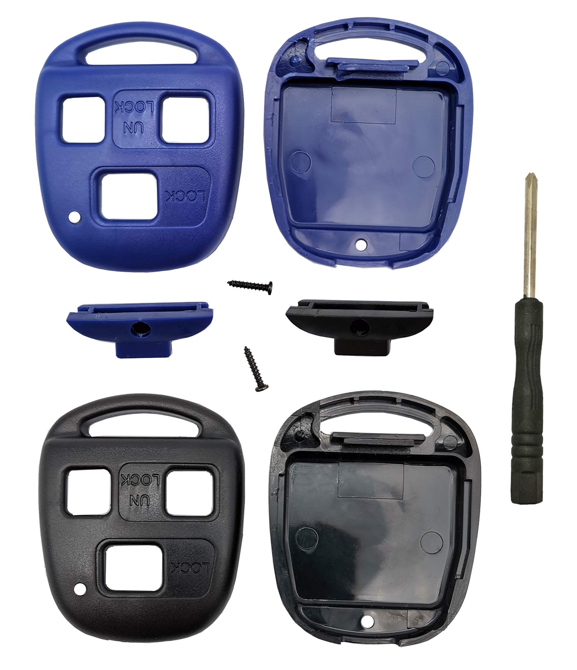 J-ACCES J-Key050G Schlüsselgehäuse, passend für Lexus Keyless Entry Funkschlüsselgehäuse, Ersatzschlüsselgehäuse (schwarz blau), 2 Stück von BTOZRF