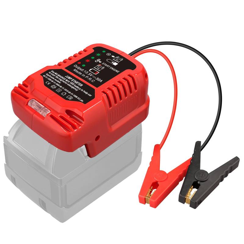 BTRUI Auto Jump Starter Adapter für Milwaukee M18 Akku, 11AWG Kabel umwandeln zu Jumper Starter Automotive Booster, Jump kit Kabel für Autobatterie (NO Batterie) von BTRUI