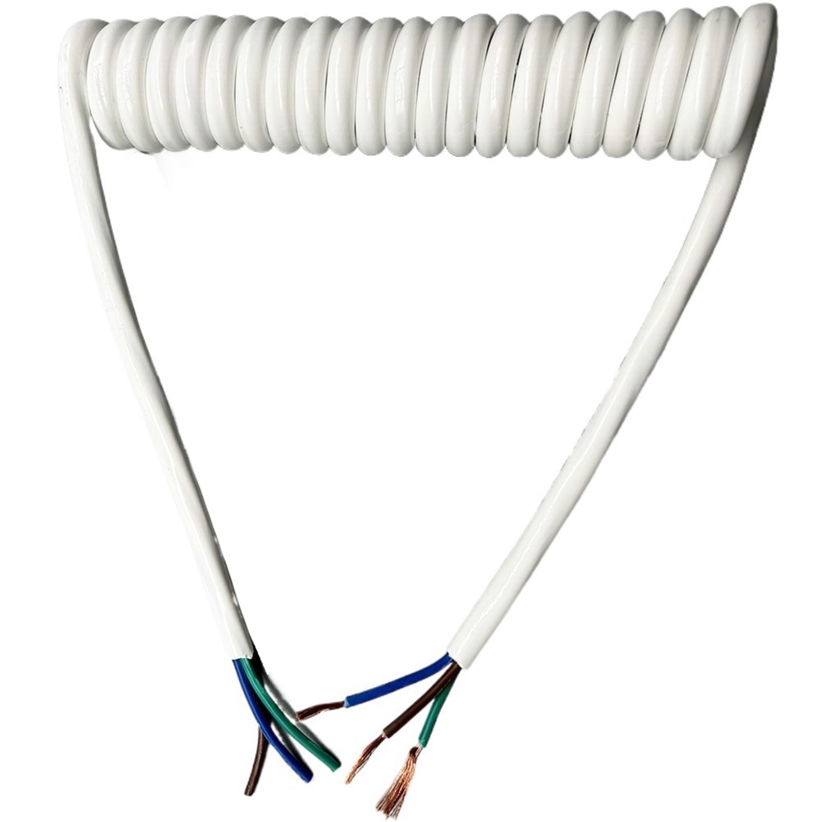 BTYQKZVPM Quadratischer dehnbarer Draht Stretch， Hochleistungs-Spiral-Netzkabel mit einziehbarer Feder, 3-adrig, 13 AWG, 1–18 Meter, Stretch-PU-Ummantelung(Stretch 15 Meters) von BTYQKZVPM