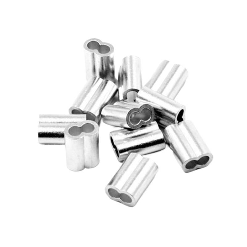 BTYQKZVPM Stahldrahtseil-Crimphülse, Aluminium-Crimphülse au 10 stücke Stahl Draht Kabel Seil Clip Angelschnur Doppel Löcher Aluminium Befestigungs Schellen(M1.2) von BTYQKZVPM
