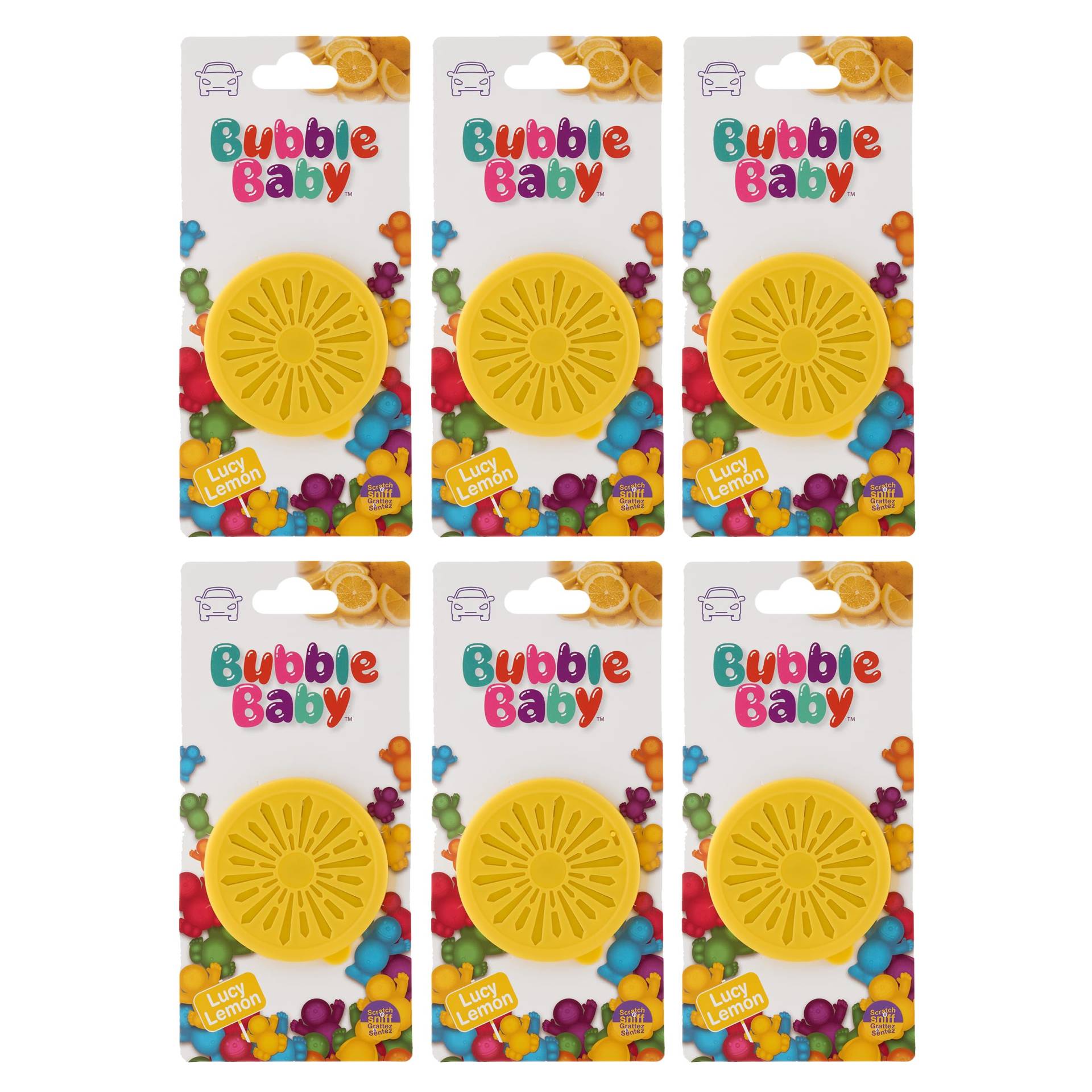 BUBBLEBABY Langlebiger Auto-Lufterfrischer und Geruchsbeseitiger, Bio-Röhre, Zitrone (6er-Pack) von BUBBLEBABY
