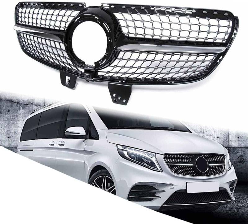 Auto Front Kühlergrille für Benz V Klasse W447 V250 V300 MOPF 2019 2020 2021 2022, Dauerhaft Auto Frontstoßstange Radiator Kühlergrille Mittelnetz Grilles Renngrill, Styling Zubehör von BUGX