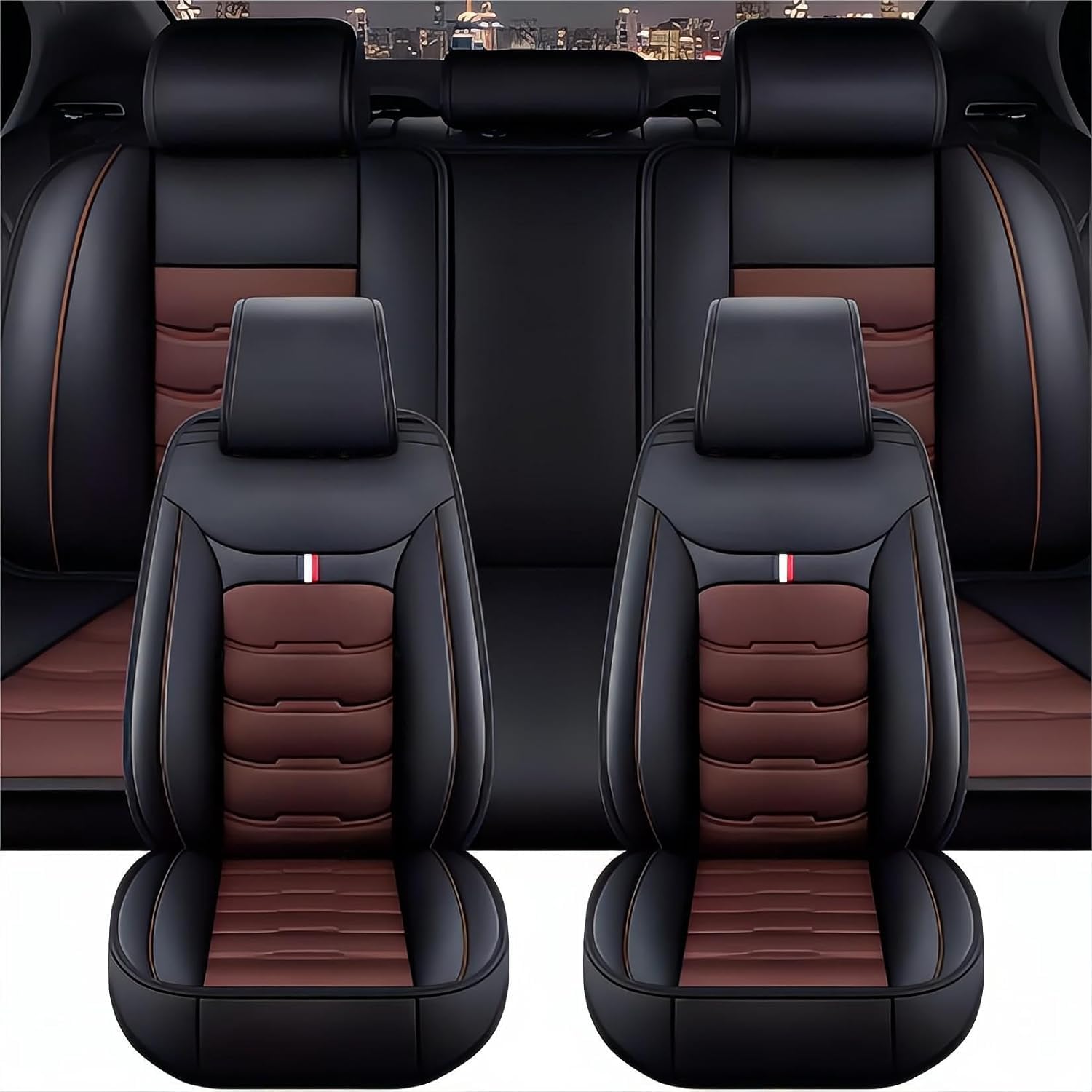 Auto SitzbezüGe für BMW X1 F48 X1 2.Gen 2015-2022, Leder Luxus Voll Vorderseite Und RüCkseite SchonbezüGe, Auto-ZubehöR Schonbezug AutositzbezüGe Kompatibel,E Brown von BUKISA