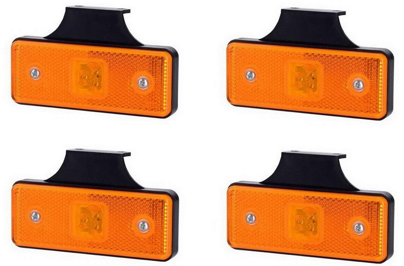 4 x 3 SMD LED Orange Begrenzungsleuchte mit Halterung 12V 24V E-Prüfzeichen Seitenleuchte Umrissleuchte Anhänger Wohnwagen Auto LKW PKW Licht von BUL BARS