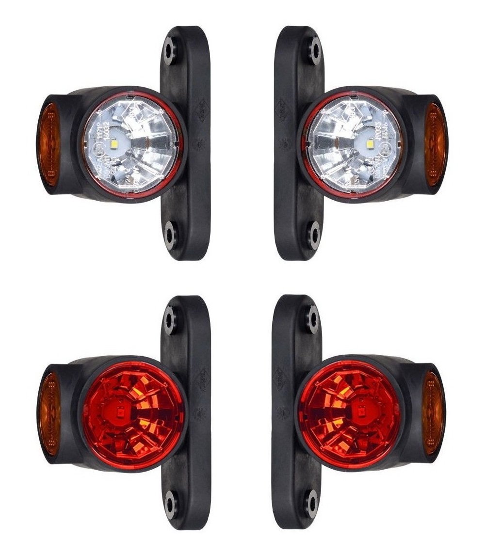BUL BARS 4 x LED Gummi Begrenzungsleuchte Seitenleuchte 12V 24V mit E-Prüfzeichen Positionsleuchte Auto LKW PKW KFZ Lampe Leuchte Licht Weiß Rot Orange von BUL BARS