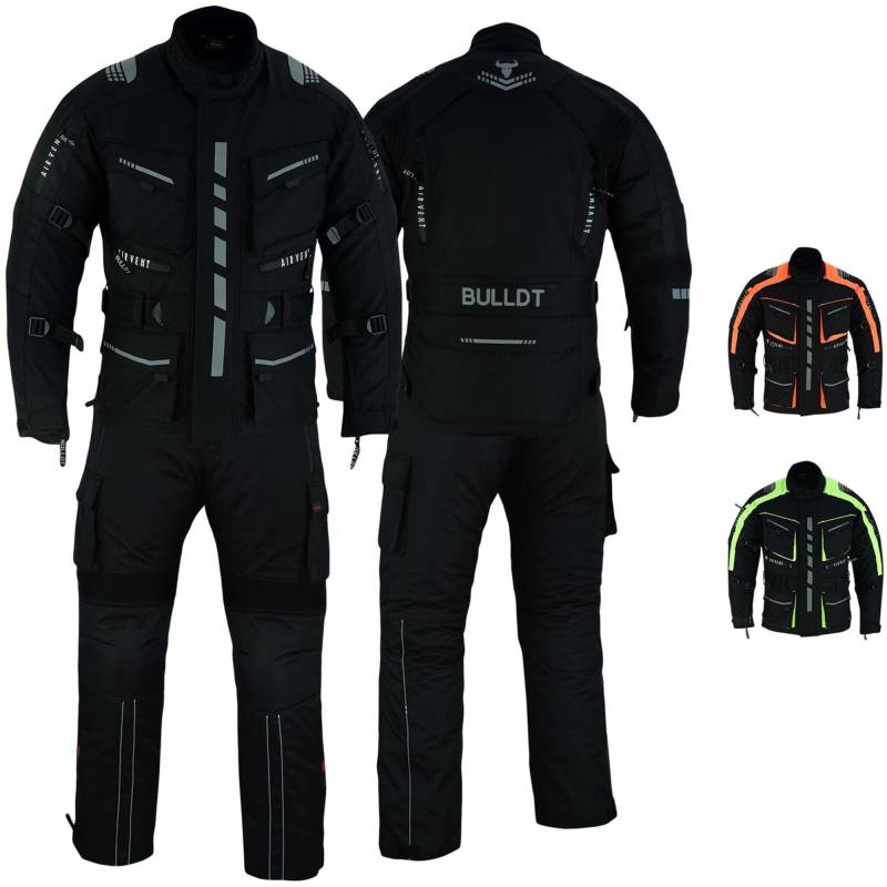 BULLDT Herren Motorradkombi Textilien motorradjacke + Motorradhose inkl. Protektoren, 48/S, Schwarz von BULLDT