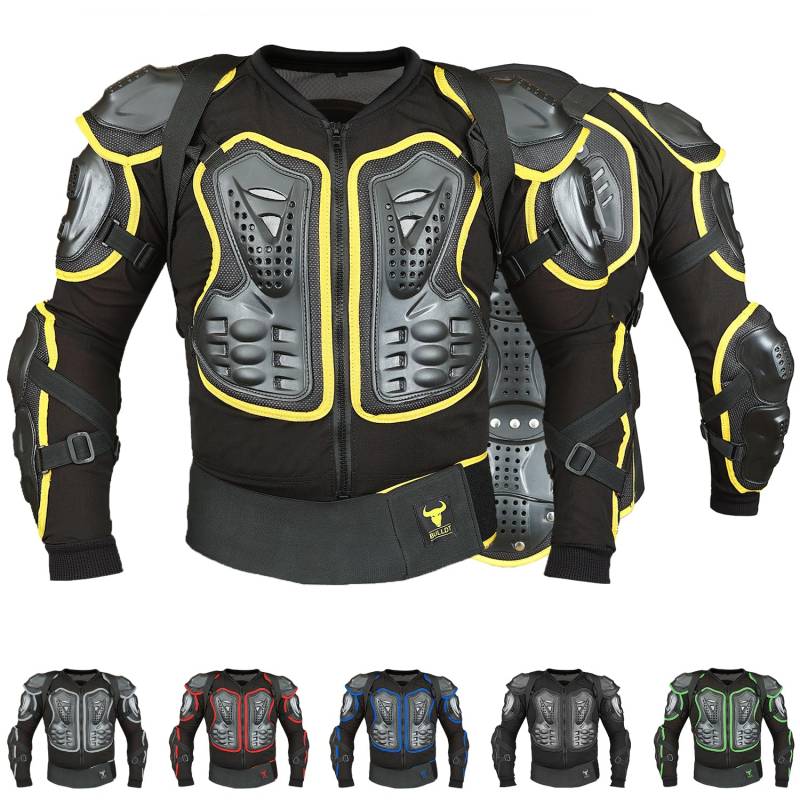 BULLDT Protektorenjacke Damen & Herren Titan für Motorrad Motocross ATV Skatebording Quad Scooter MTB Enduro Reiten Protektoren - Atmungaktiv 2in1 Jacke mit abnehmbar Rückenprotektor - Gelb - 50 von BULLDT