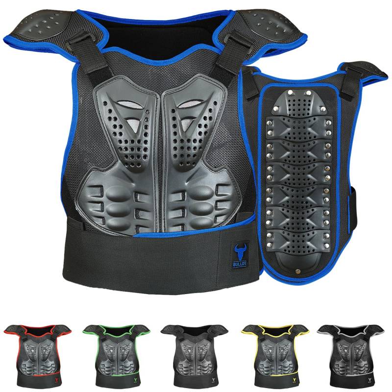 BULLDT Protektorenweste Damen & Herren für Motorrad Motocross ATV Skatebording Quad Scooter MTB Enduro Reiten Protektoren - Atmungaktiv Weste Verstellbar - Blau - 56 von BULLDT