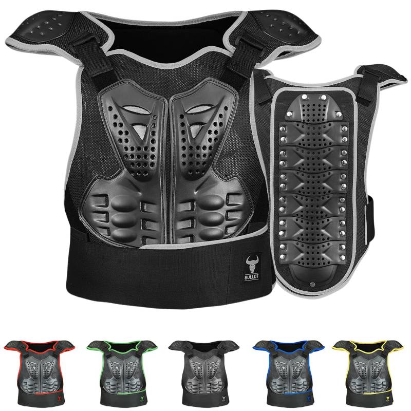 BULLDT Protektorenweste Damen & Herren für Motorrad Motocross ATV Skatebording Quad Scooter MTB Enduro Reiten Protektoren - Atmungaktiv Weste Verstellbar - Grau - 48 von BULLDT