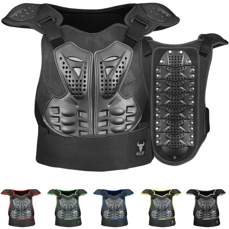 BULLDT Protektorenweste Damen & Herren für Motorrad Motocross ATV Skatebording Quad Scooter MTB Enduro Reiten Protektoren - Atmungaktiv Weste Verstellbar - Schwarz - 4XL von BULLDT