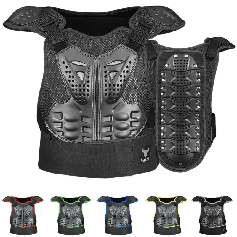 BULLDT Protektorenweste Damen & Herren für Motorrad Motocross ATV Skatebording Quad Scooter MTB Enduro Reiten Protektoren - Atmungaktiv Weste Verstellbar - Schwarz - 50 von BULLDT