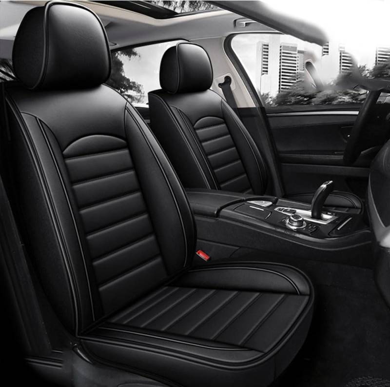 Auto Sitzbezüge Sets Für BMW E46 E90 E60, Leder Wasserdicht Verschleißfest Innenraum Schonbezüge sitzschoner vorne und hinten.,A-Black Style von BUNIQ