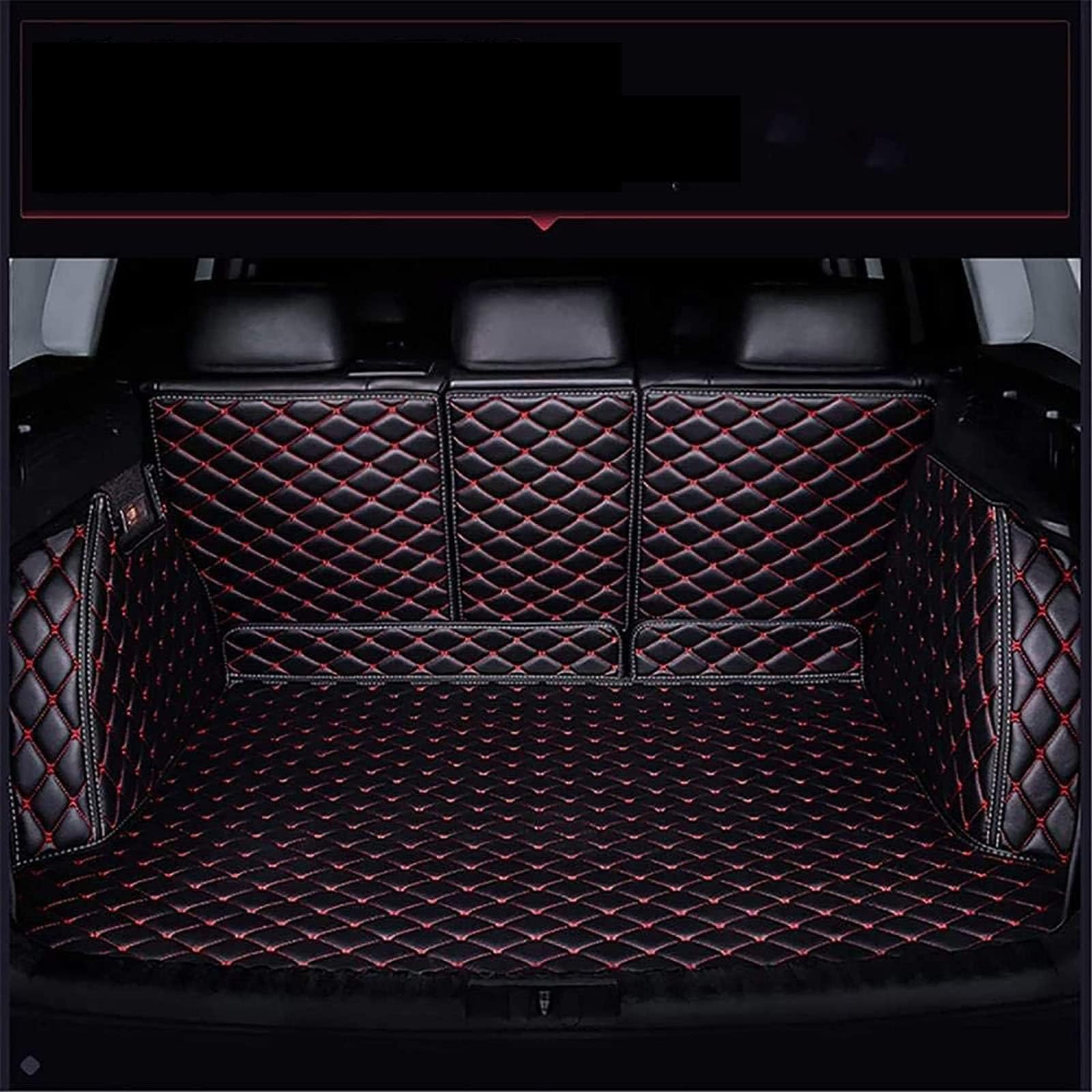 Full Wrap Leder Kofferraum Matte Für Alfa Romeo Tonale SUV 2022+,Auto Zubehör Innen Schutz Pad Wasser Beweis,D-Black Red von BUNIQ