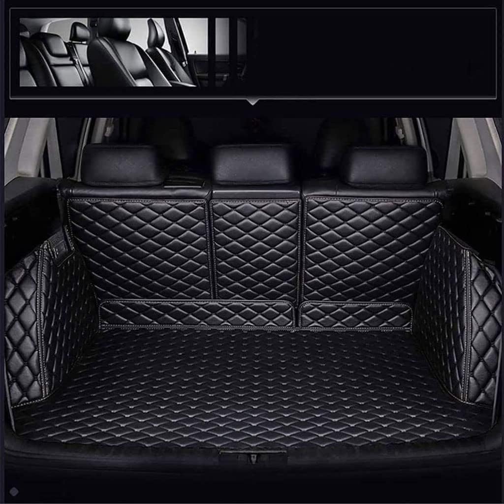 Full Wrap Leder Kofferraum Matte Für Hyundai KONA 2018-2023,Auto Zubehör Innen Schutz Pad Wasser Beweis,B-Black von BUNIQ