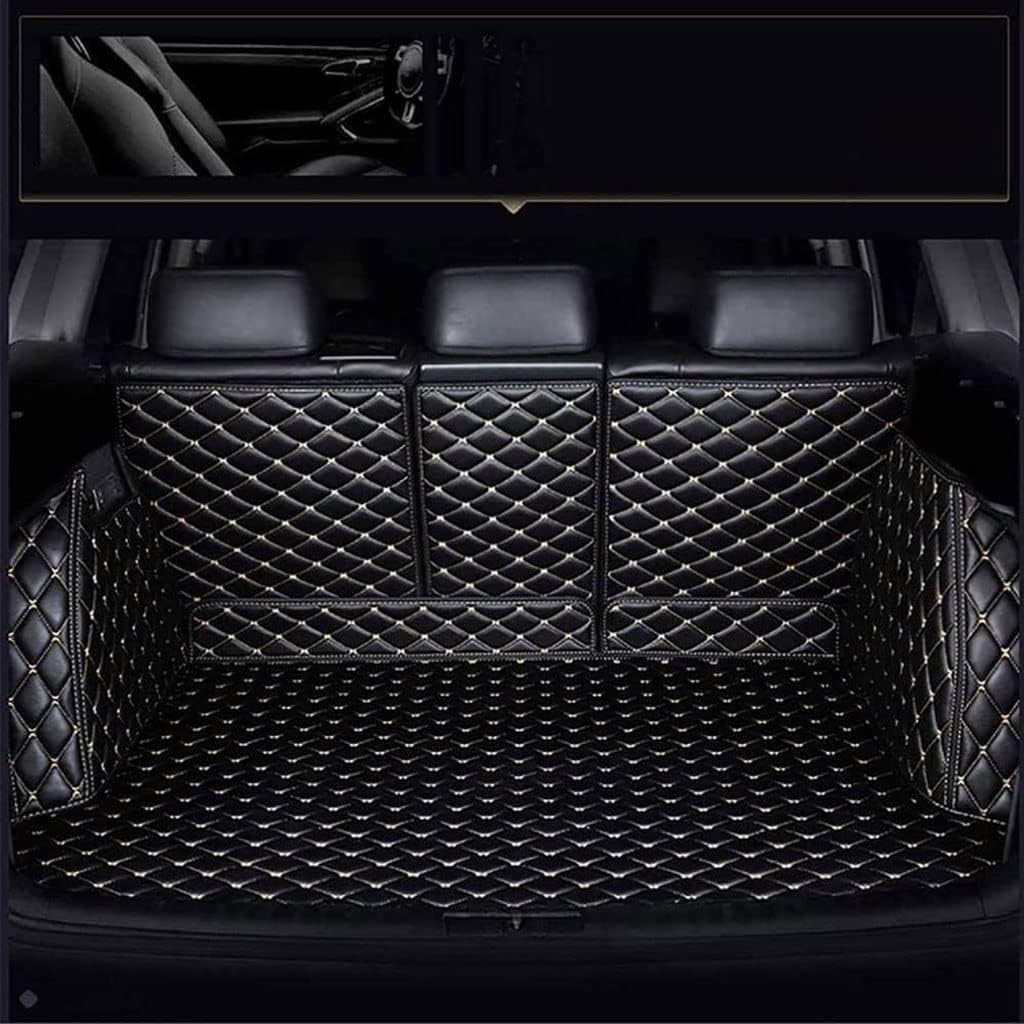 Full Wrap Leder Kofferraum Matte Für Hyundai KONA 2018-2023,Auto Zubehör Innen Schutz Pad Wasser Beweis,C-Black Beige von BUNIQ