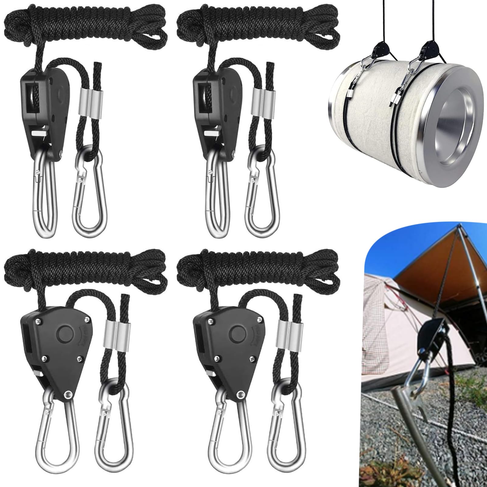 4 Stück Ratchet Hanger Duty Heavy,1/8 Zoll seilratsche mit Haken,Einstellbare Seil Seilhaken Ratsche Seilratsche 2 M,Geeignet für Pflanzen,Ventilatoren und Lichter,Grow Light Armaturen Pflanzenlampe G 4 Stück Ratchet Hanger Duty Heavy,1/8 Zoll seilratsche mit Haken,Einstellbare Seil Seilhaken Ratsche Seilratsche 2 M,Geeignet für Pflanzen,Ventilatoren und Lichter,Grow Light Armaturen Pflanzenlampe G von BUOSHUO