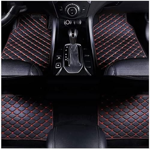 Auto Bodenmatte Fußmatten für Mitsubishi Outlander 2008-2012, Nach Maß Allwetterschutz Leder Fussmatten Vorne und Hinten Automatten Set,Black-red von BURIM