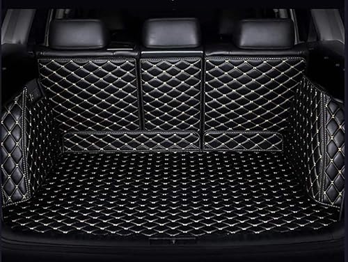 Voller Surround Auto Leder Kofferraummatten für Mercedes Benz GLB 5seat 2020-2022 2023, Cargo Teppich Kratzfest rutschfest Kofferraum Schutzmatten Zubehör,Black beige von BURIM
