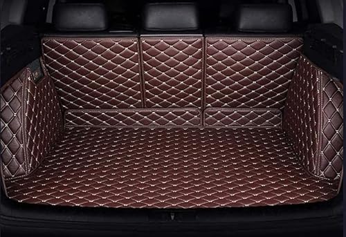 Voller Surround Auto Leder Kofferraummatten für Mercedes Benz GLB 5seat 2020-2022 2023, Cargo Teppich Kratzfest rutschfest Kofferraum Schutzmatten Zubehör,Coffee von BURIM