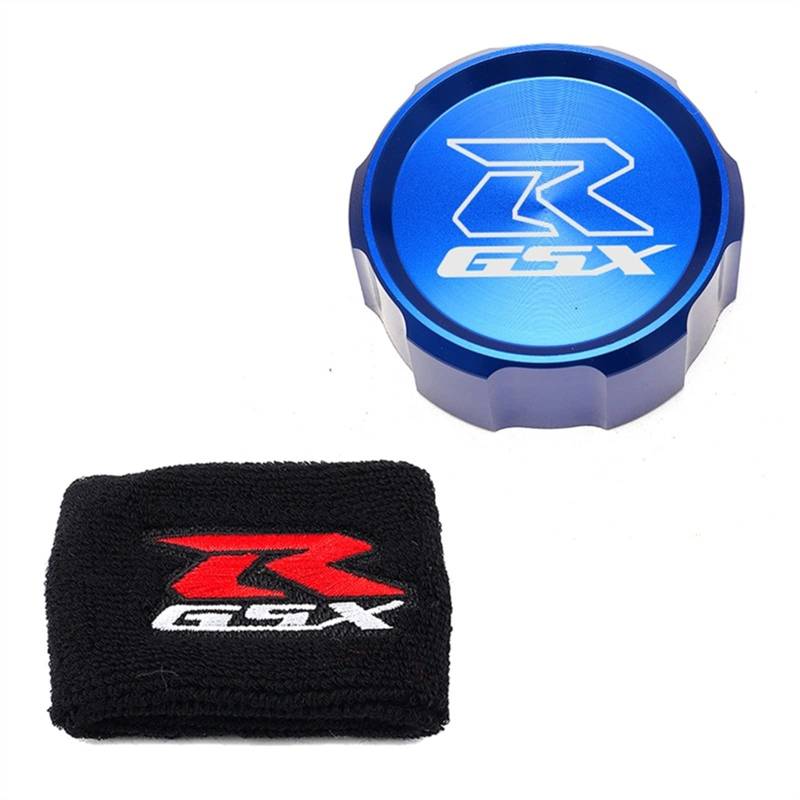 Motorrad -Frontbremsbremsflüssigkeits -Master -Zylinder -Reservoir -Abdeckung und 3D gestickte Sockenabdeckung for GSXR 750 600 1000 GSXR (Color : Blue) von BUSEB