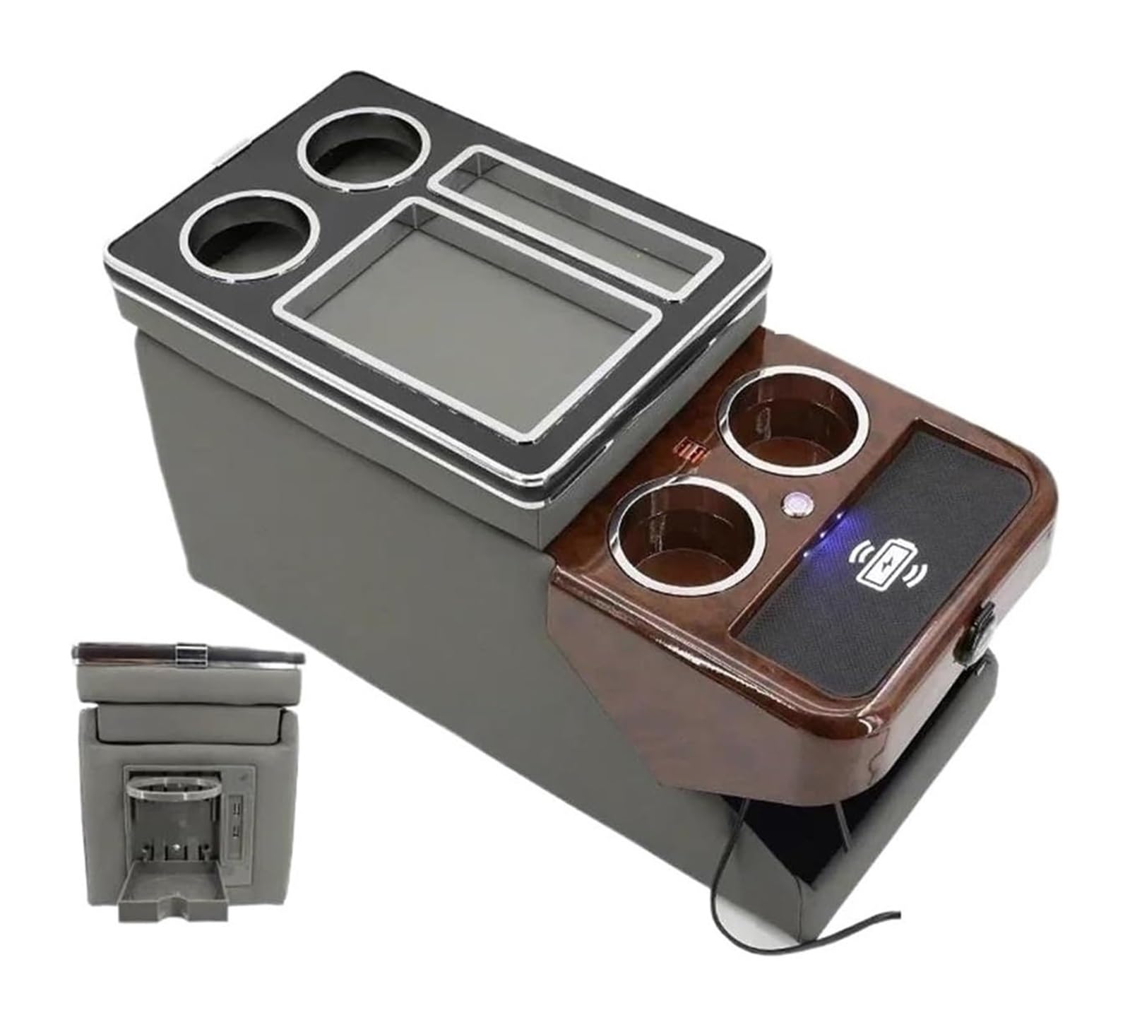 Glove Handschuhfach FÜR T&oyota Für Procace Für Verso 16-23 Reihe Vorne Geländer Box Set Zentrale Armlehne Storage Box(E Gray Wireless) von BUTUFYTR