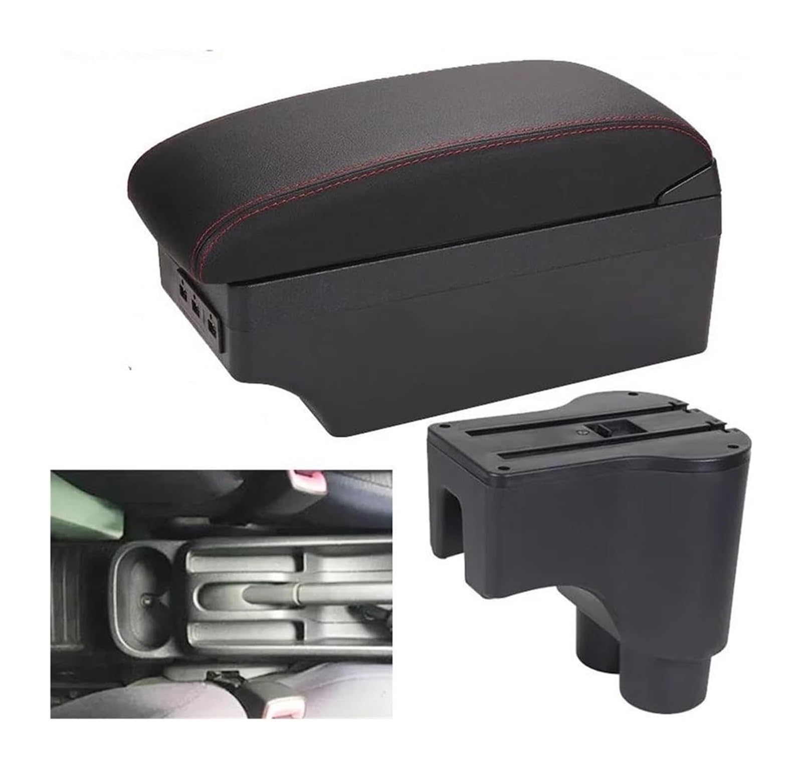 Glove Handschuhfach Für Daihatsu Für Terios 2 Armlehne Lagerung Box Zentrale Inhalt Box Produkte Innen Auto Armlehne Lagerung(A1 Black Red 7usb) von BUTUFYTR