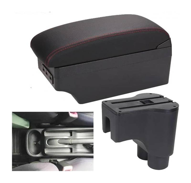 Glove Handschuhfach Für Daihatsu Für Terios 2 Armlehne Lagerung Box Zentrale Inhalt Box Produkte Innen Auto Armlehne Lagerung(A1 Black Red 7usb) von BUTUFYTR