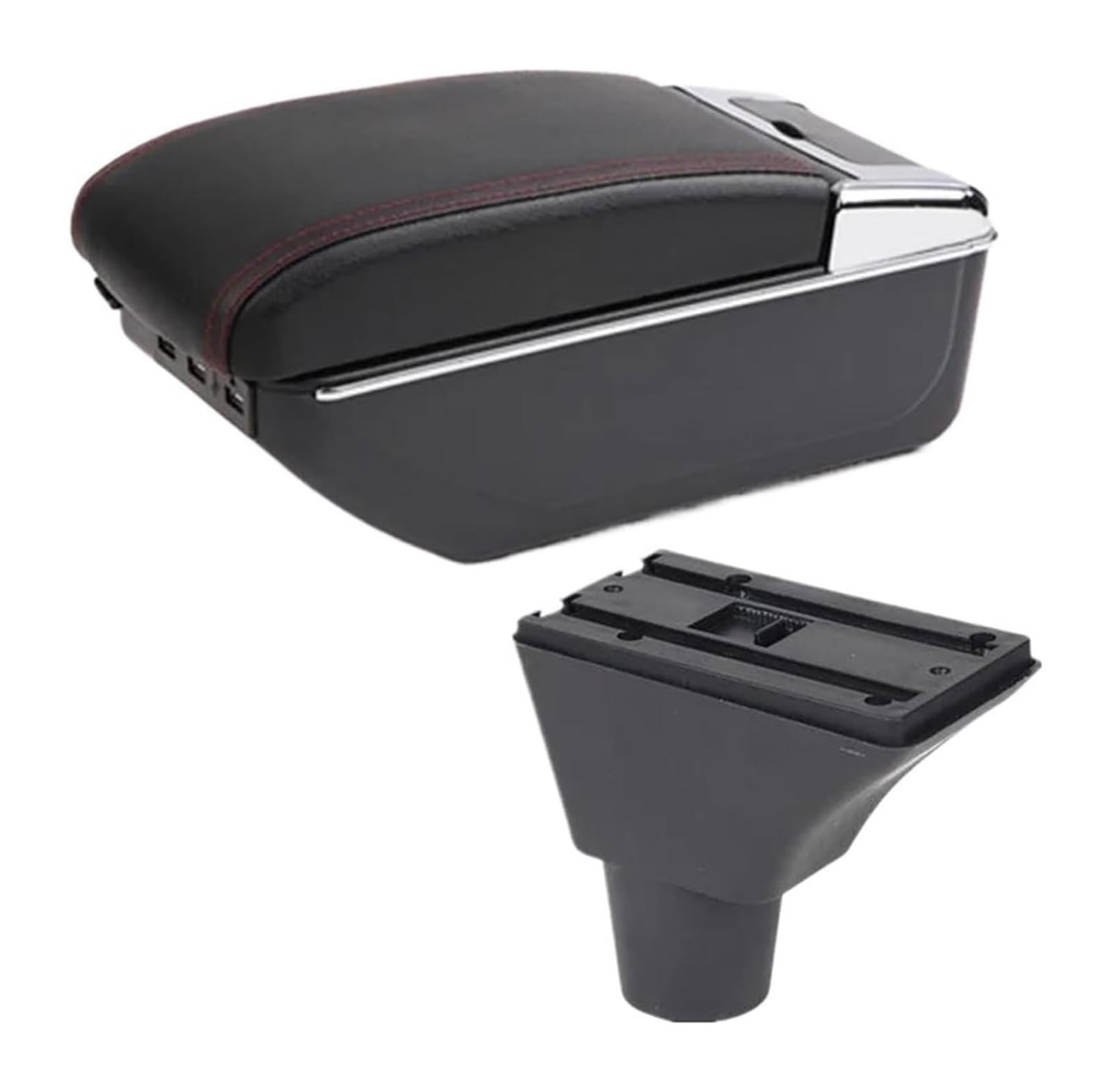 Glove Handschuhfach Für F&iat Für Panda Für PANDA II Armlehnenbox Getränkehalter USB-Schnittstelle Innenarmlehnenbox USB-Armlehnen-Aufbewahrungsbox(C1 Red Line 7usb) von BUTUFYTR