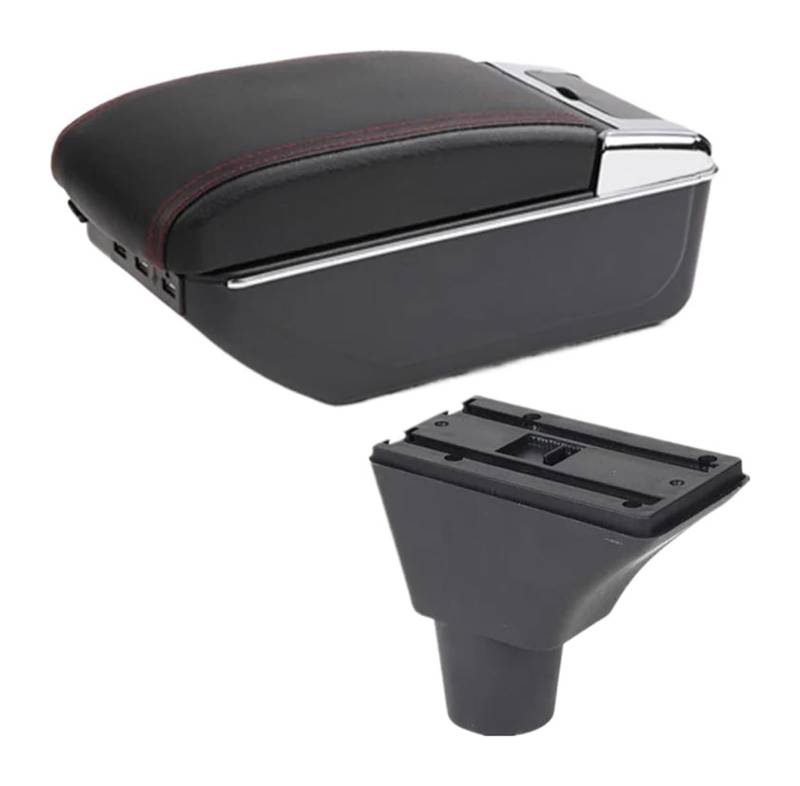 Glove Handschuhfach Für F&iat Für Panda Für PANDA II Armlehnenbox Getränkehalter USB-Schnittstelle Innenarmlehnenbox USB-Armlehnen-Aufbewahrungsbox(C1 Red Line 7usb) von BUTUFYTR