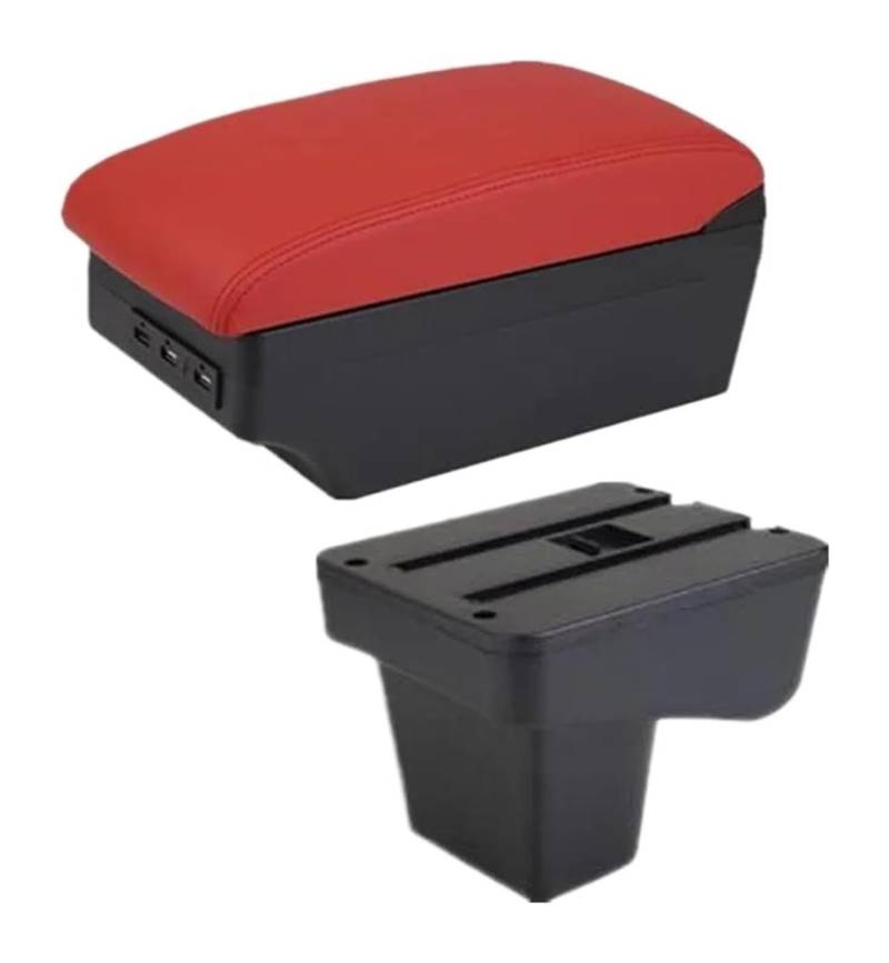 Glove Handschuhfach Für Kia Für Stonic Auto Armlehne Box Zentrale Lagerung Box Nachrüstung Innenraum Mit USB Center Console Storage Box(C Red 7usb) von BUTUFYTR