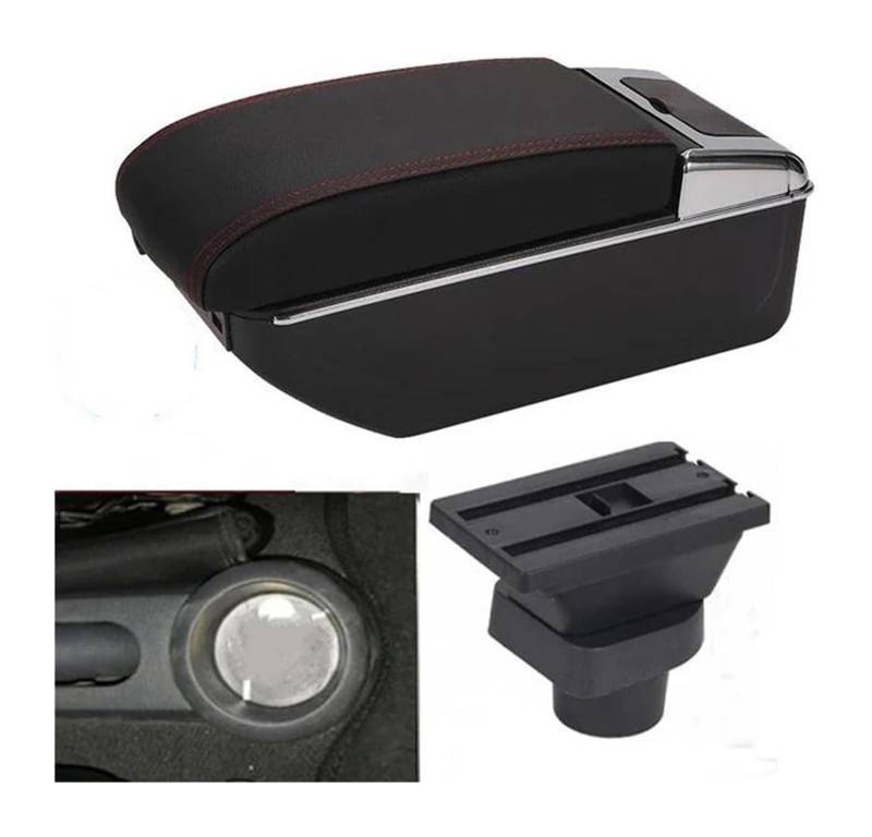 Glove Handschuhfach Für M&ITSUBISHI Für Colt USB-Ladegerät Erhöhte Doppelschicht Zentralspeicherinhaltsbecher Armlehne Aufbewahrungsbox(C-black Red Line) von BUTUFYTR