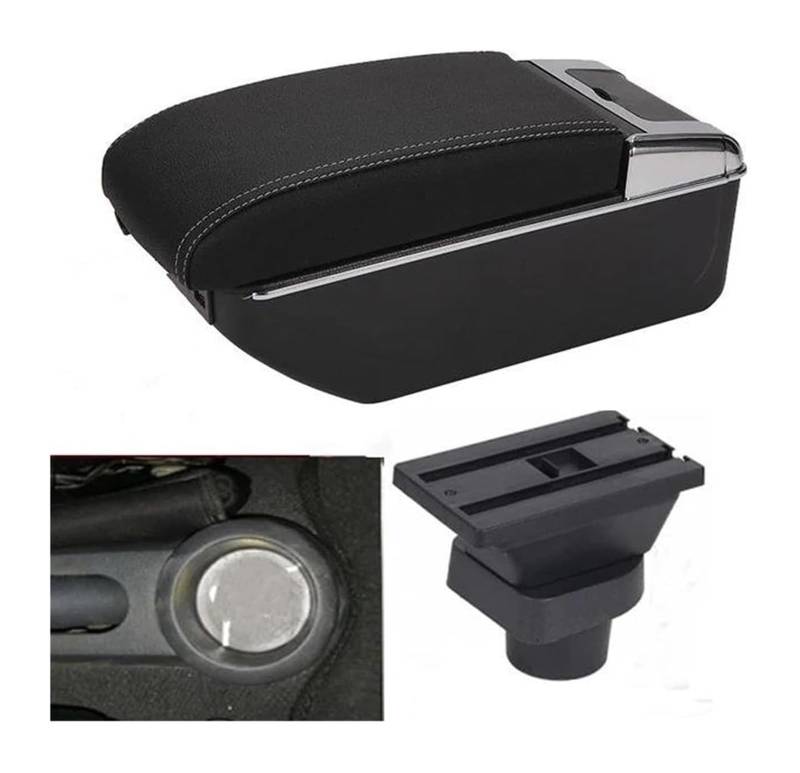 Glove Handschuhfach Für M&ITSUBISHI Für Colt USB-Ladegerät Erhöhte Doppelschicht Zentralspeicherinhaltsbecher Armlehne Aufbewahrungsbox(C-black White Line) von BUTUFYTR