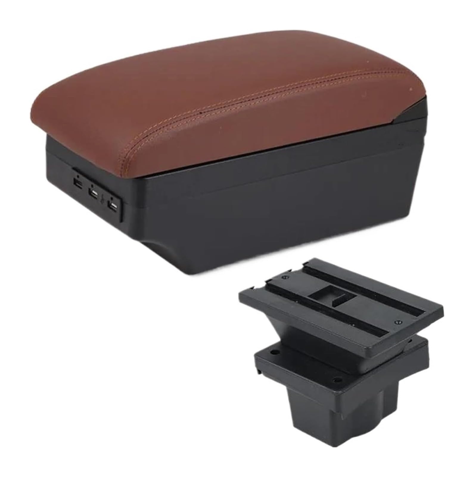 Glove Handschuhfach Für Octavia Für Yeti Mk2 2005-2012 Autoarmlehnenbox Aufbewahrungsbox Nachrüst-USB-Mittelkonsolen-Aufbewahrungsbox(C6 Brown 7usb) von BUTUFYTR