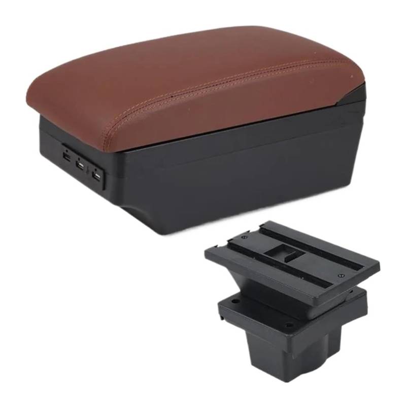 Glove Handschuhfach Für Octavia Für Yeti Mk2 2005-2012 Autoarmlehnenbox Aufbewahrungsbox Nachrüst-USB-Mittelkonsolen-Aufbewahrungsbox(C6 Brown 7usb) von BUTUFYTR