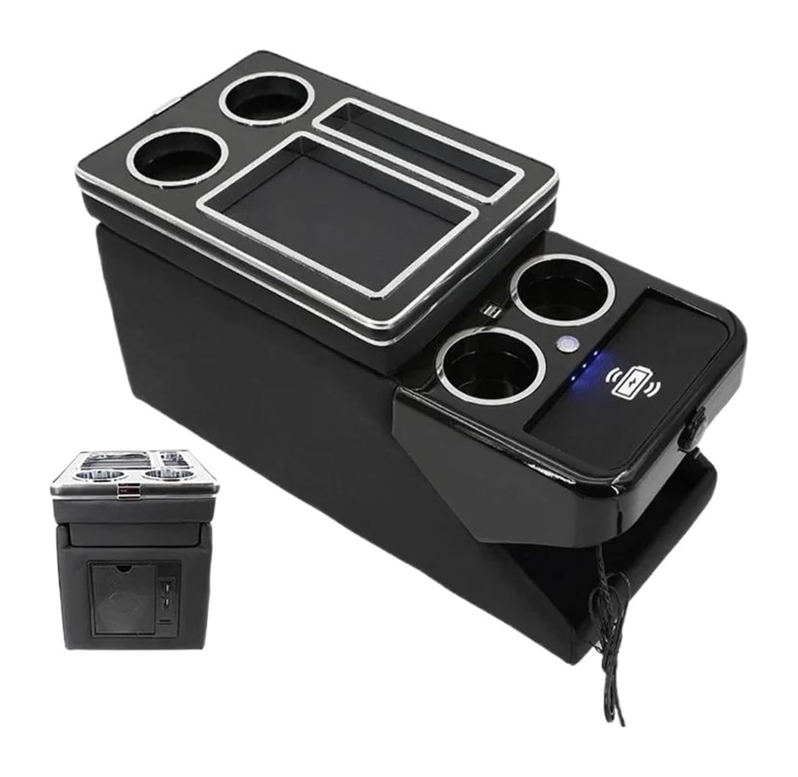 Glove Handschuhfach Für Spacetourer 16-23 Vorne Mit USB Atmosphäre Licht Armlehne Lagerung Box Armlehne Box(D Black) von BUTUFYTR