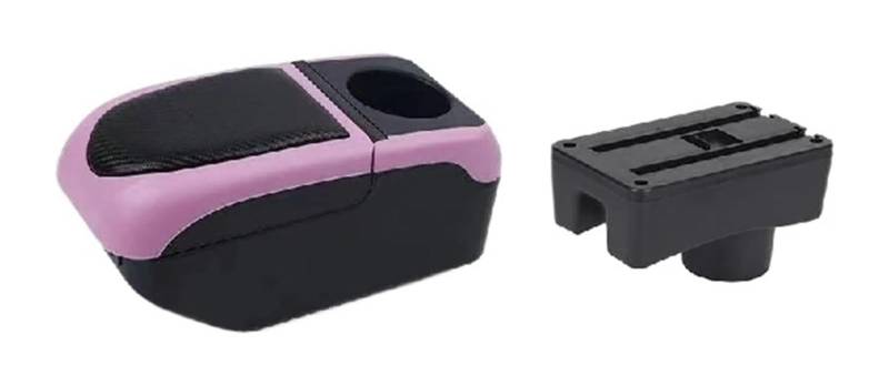 Glove Handschuhfach Für T&oyota Für Aygo X 2022 Auto Armlehne Box Zentrale Lagerung Box Innen Nachrüstung USB Tasse Halter(Black-pink) von BUTUFYTR
