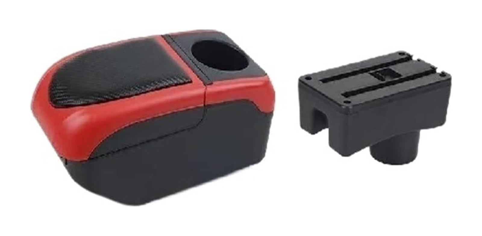 Glove Handschuhfach Für T&oyota Für Aygo X 2022 Auto Armlehne Box Zentrale Lagerung Box Innen Nachrüstung USB Tasse Halter(Black-red) von BUTUFYTR