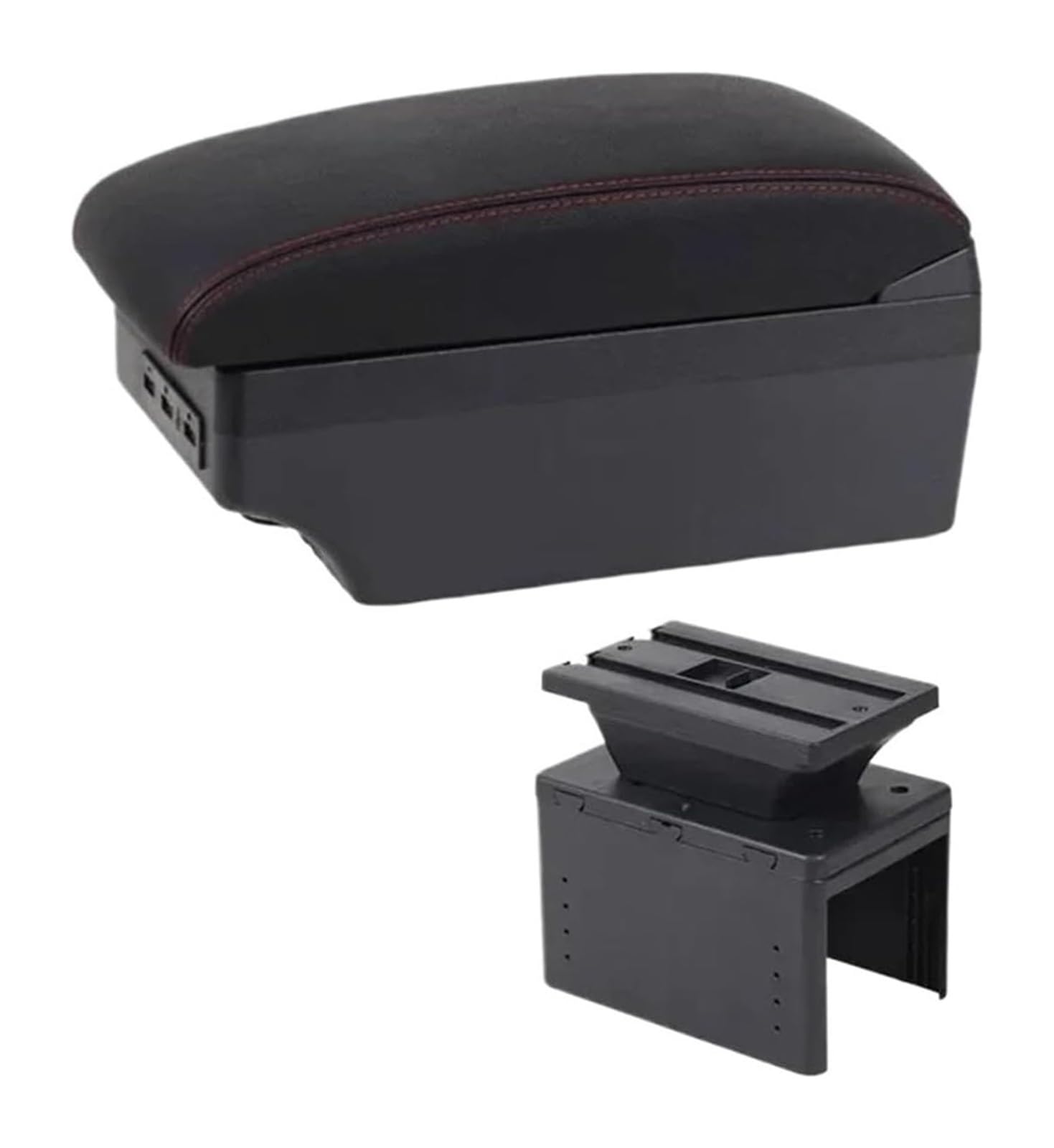 Glove Handschuhfach Für TT Coupe Für TT Center Storage Box Teile Mit USB Auto Armlehne Box Armlehne Lagerung Box(E1 Red Line) von BUTUFYTR